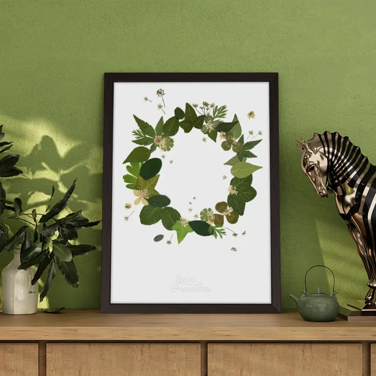 jolie couronne végétale de feuilles pressées