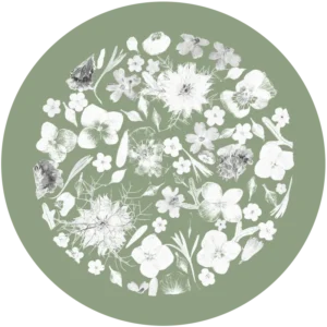 herbier rond lune pleine avec citation personnalisable