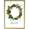 couronne de végétaux façon herbier avec citation et cadre bois clair