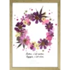 herbier de fleurs rose en forme de couronne, citation inspirante et cadre bois clair