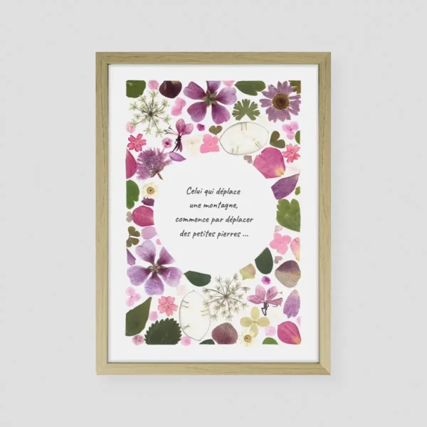 Herbier Floral Ajouré - Rose, Bois clair