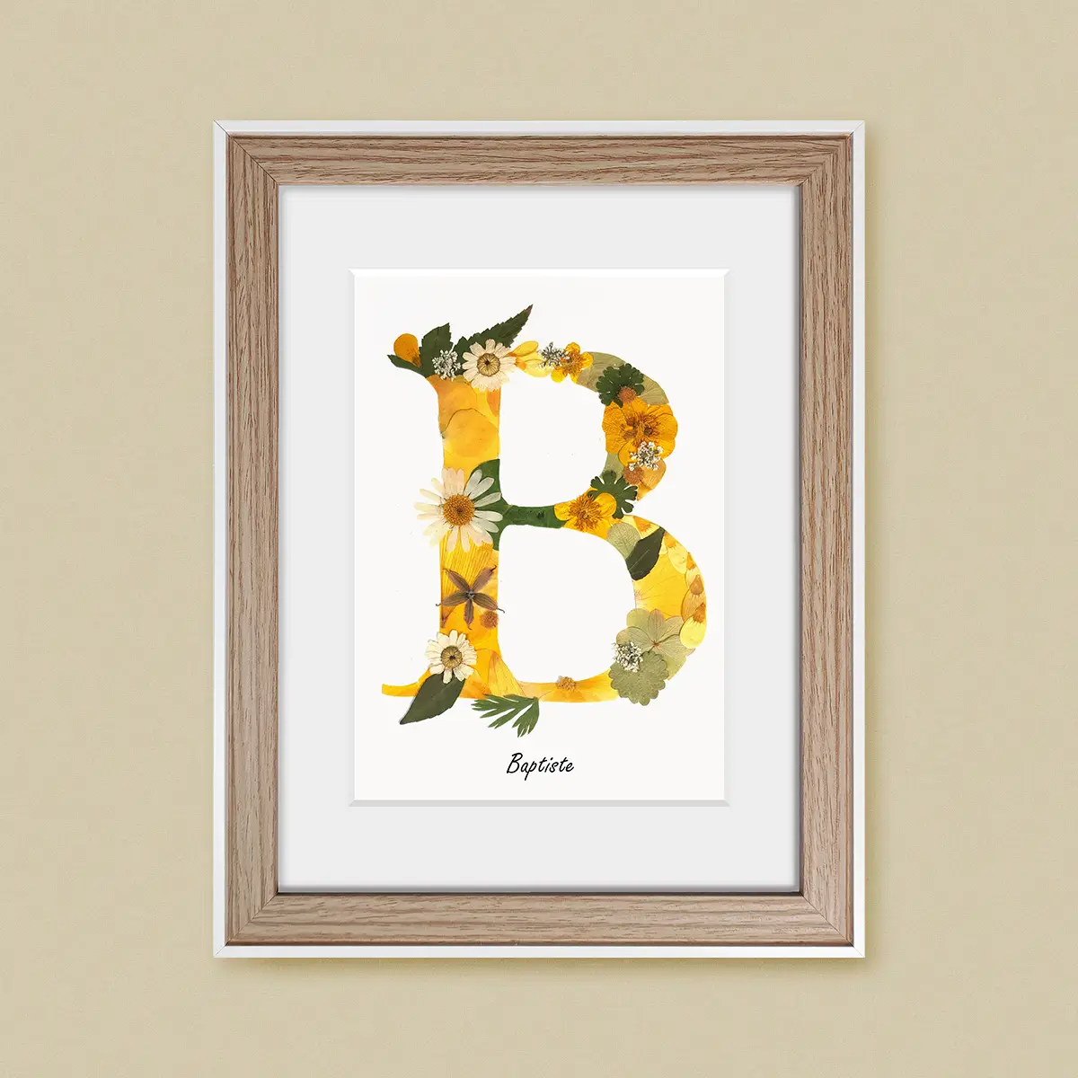 décoration murale ou à poser lettre B couleur aune et lumineuse