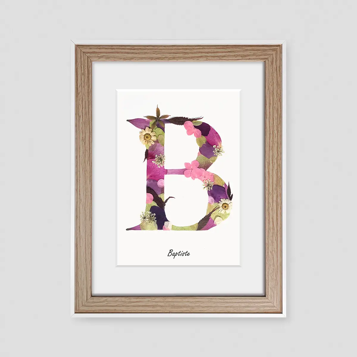 herbier de la lettre B aux nuances roses, très girly