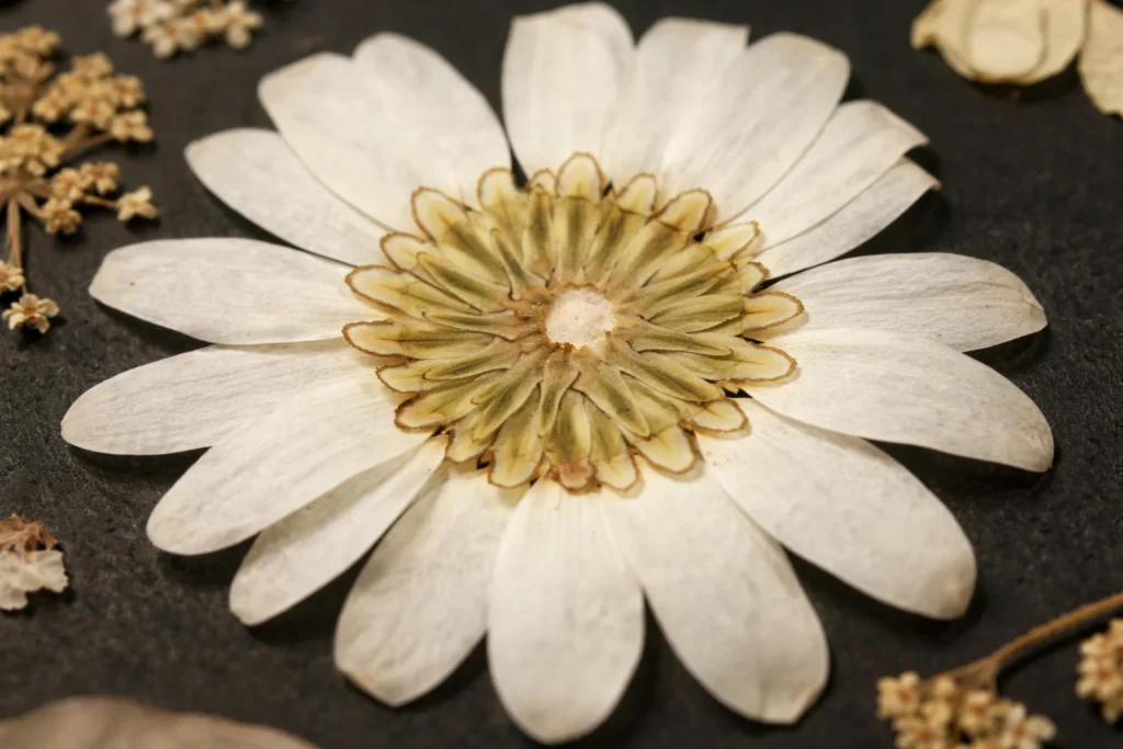 Gros plan d'une fleur pressée
