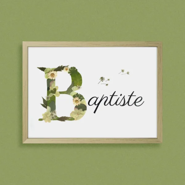 Herbier Prénom - Vert, Bois clair